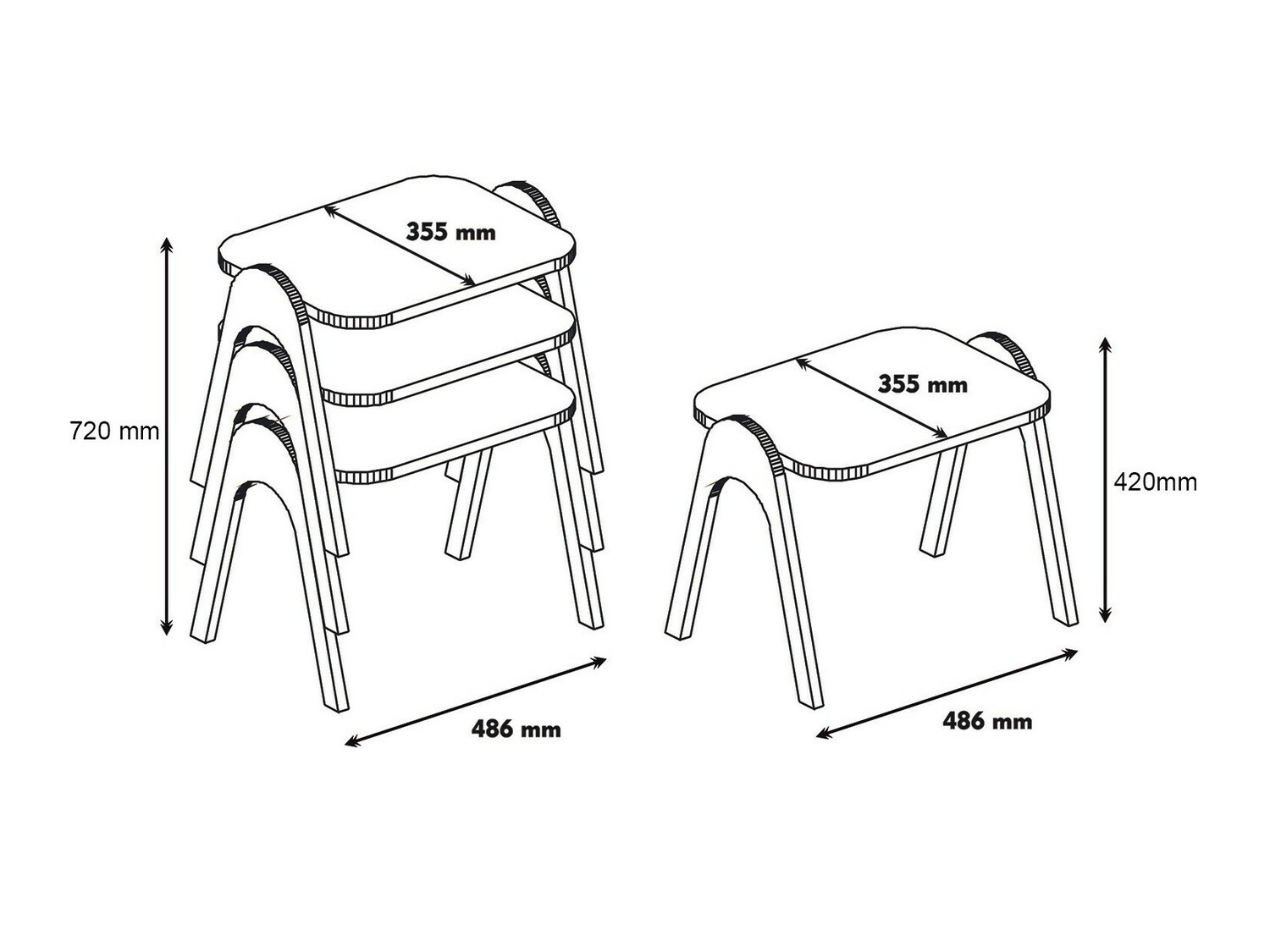 Conjunto de mesas auxiliares Kailua 1621 (Nuez + Crema)