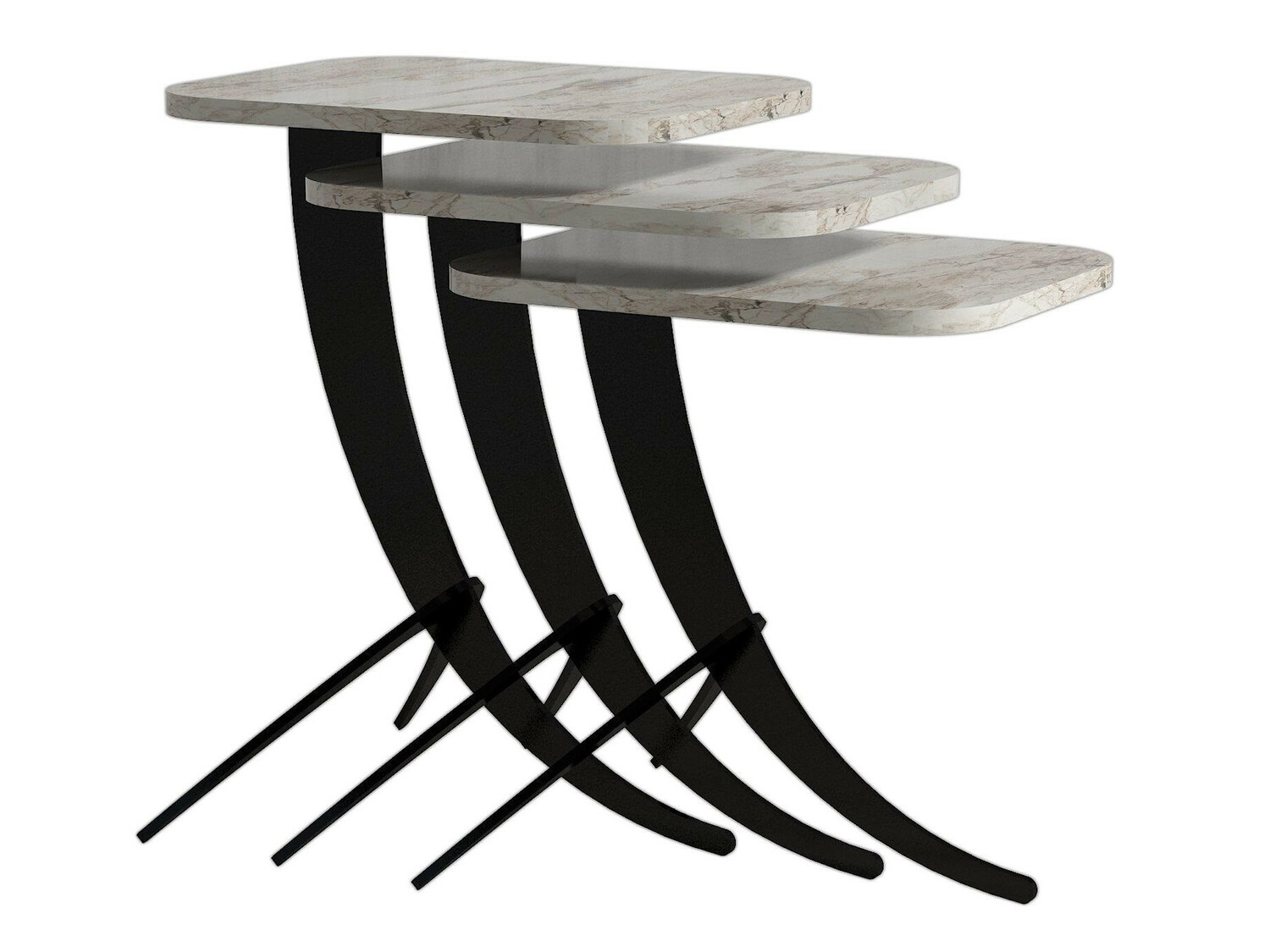 Conjunto de mesas Kailua 1622 (Mármol blanco + Negro)