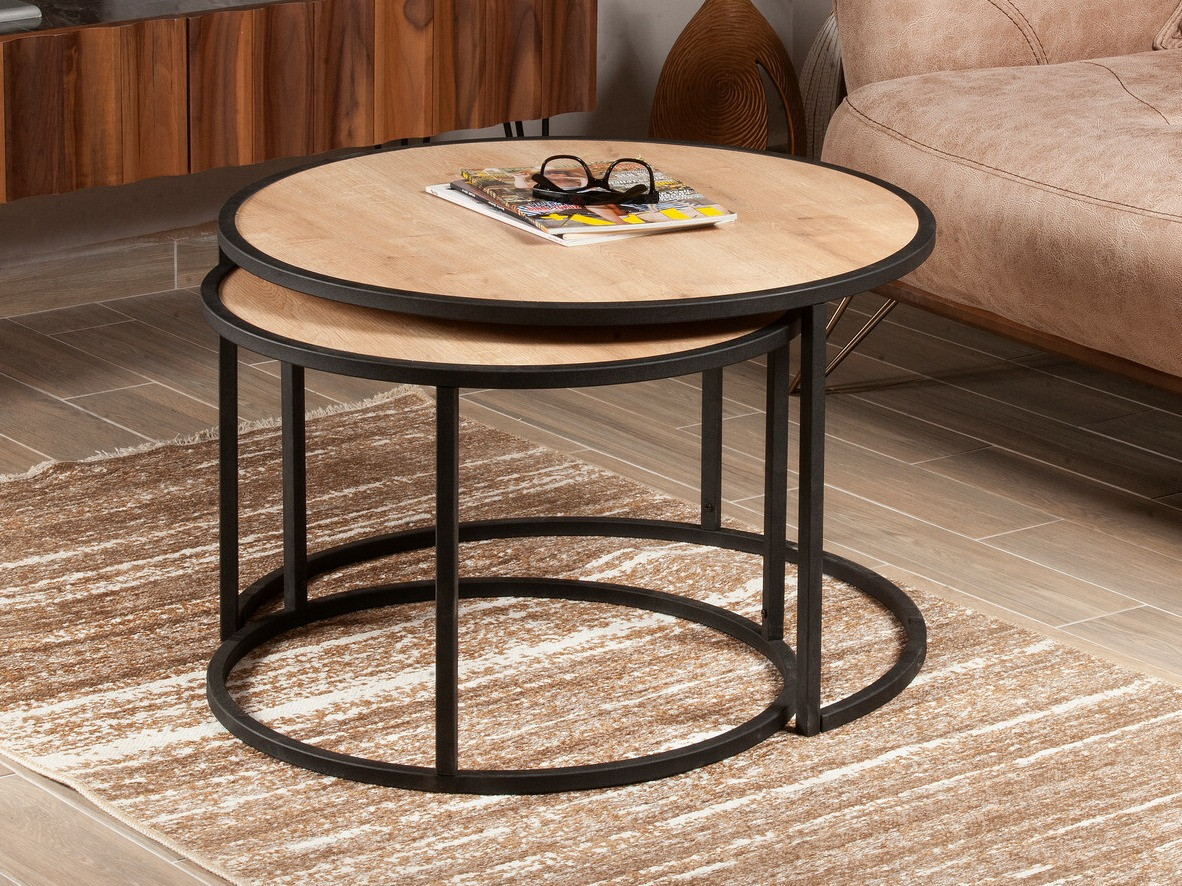 Conjunto mesa de centro Kailua 120 (Roble + Negro)