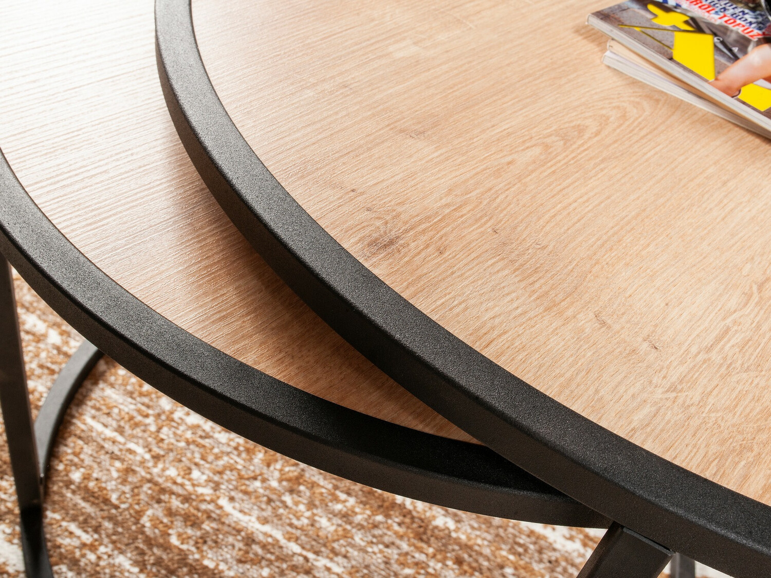 Conjunto mesa de centro Kailua 120 (Roble + Negro)