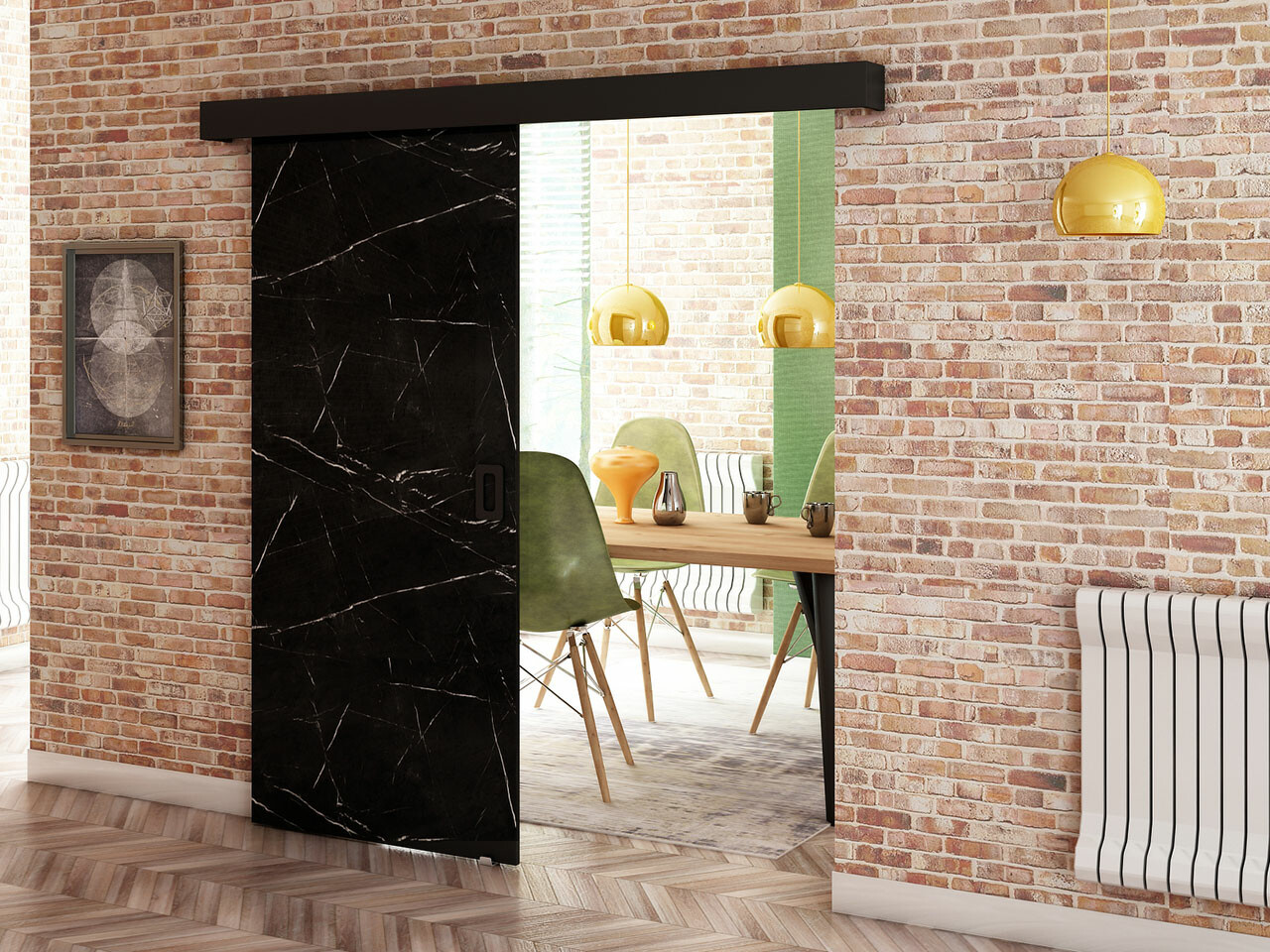 Puerta corredera Hartford 458 (Mármol negro)