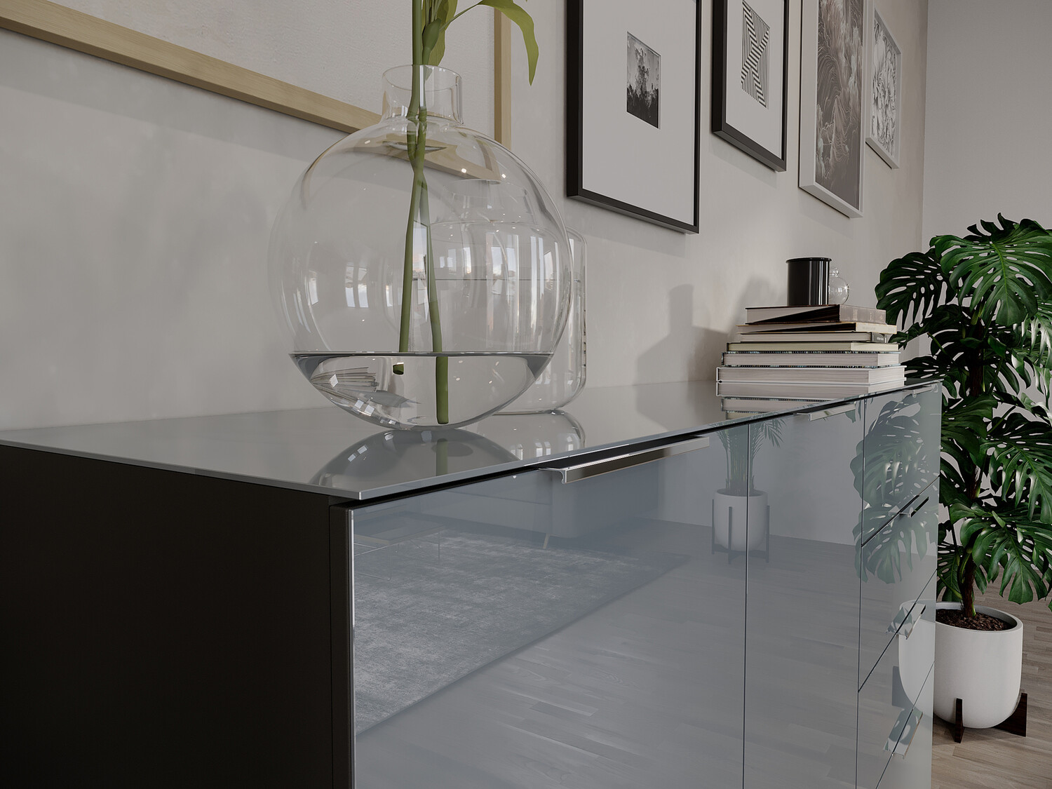 Cómoda Sacramento 301 (Grafito + Gris brillante)