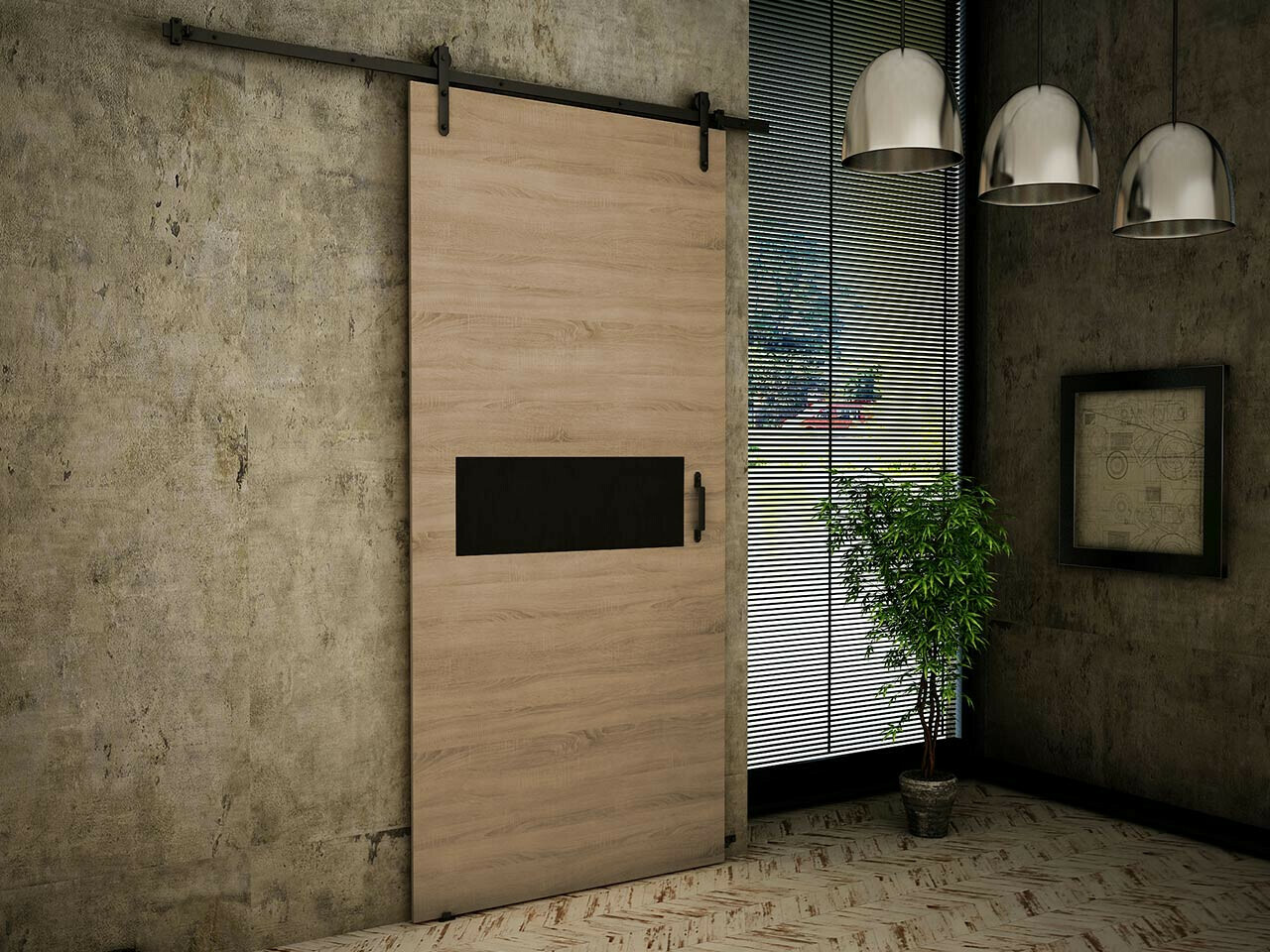 Puerta corredera Dover 157 (Roble Sonoma + Negro)