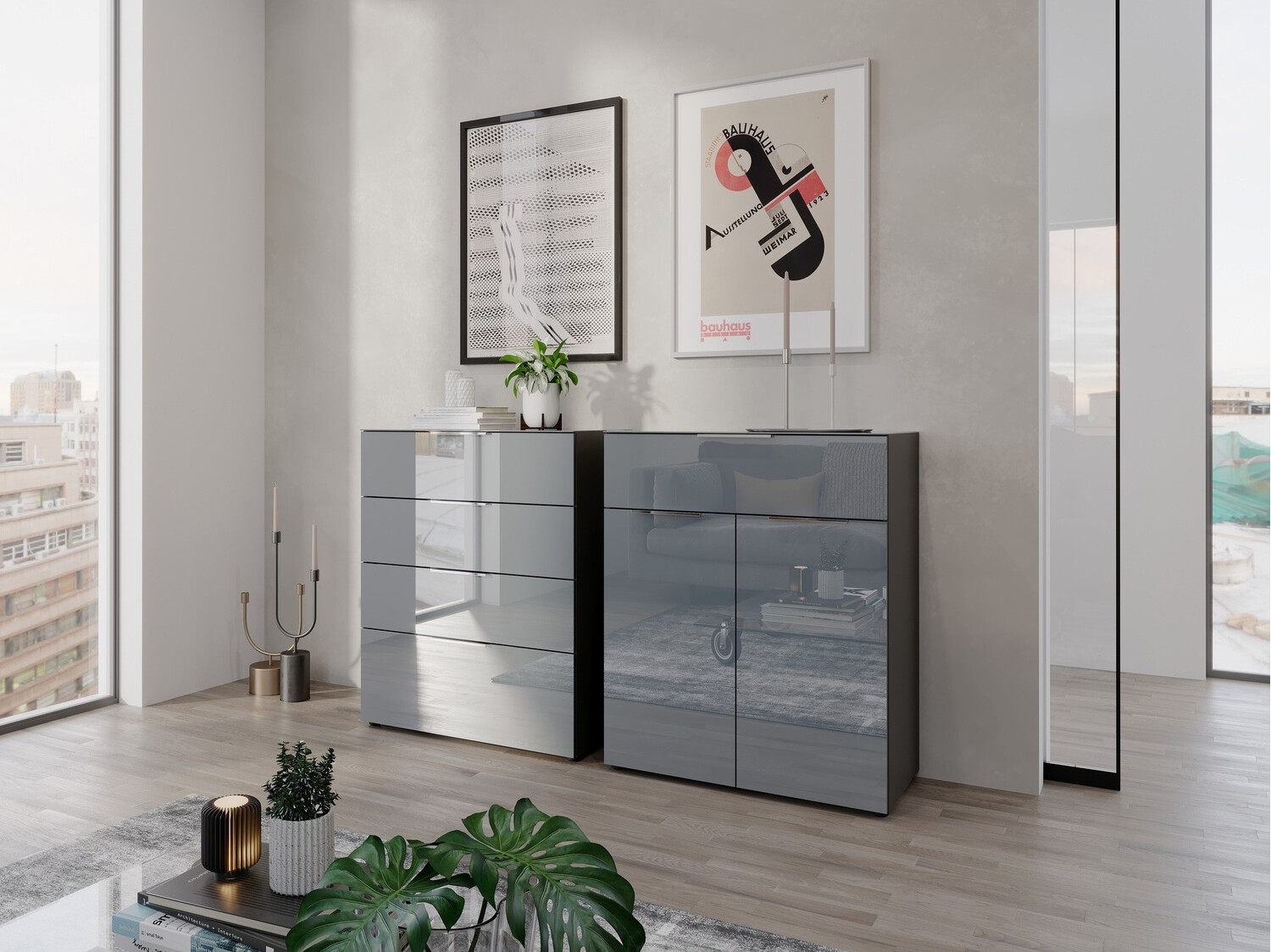 Juego de muebles Sacramento 430 (Gris brillante + Grafito)