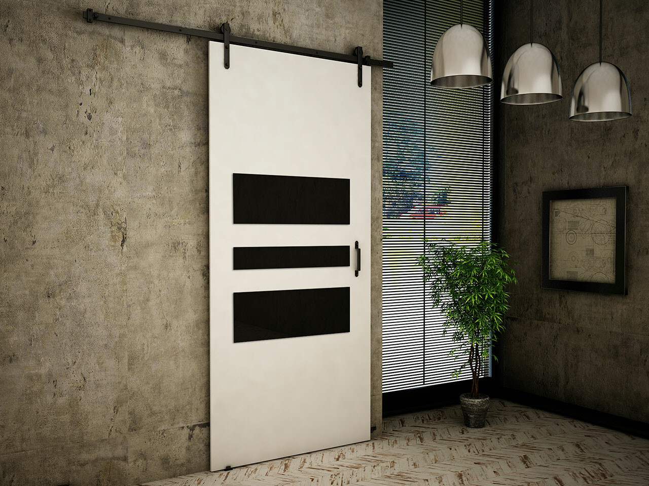 Puerta corredera Dover 163 (Blanco + Negro)