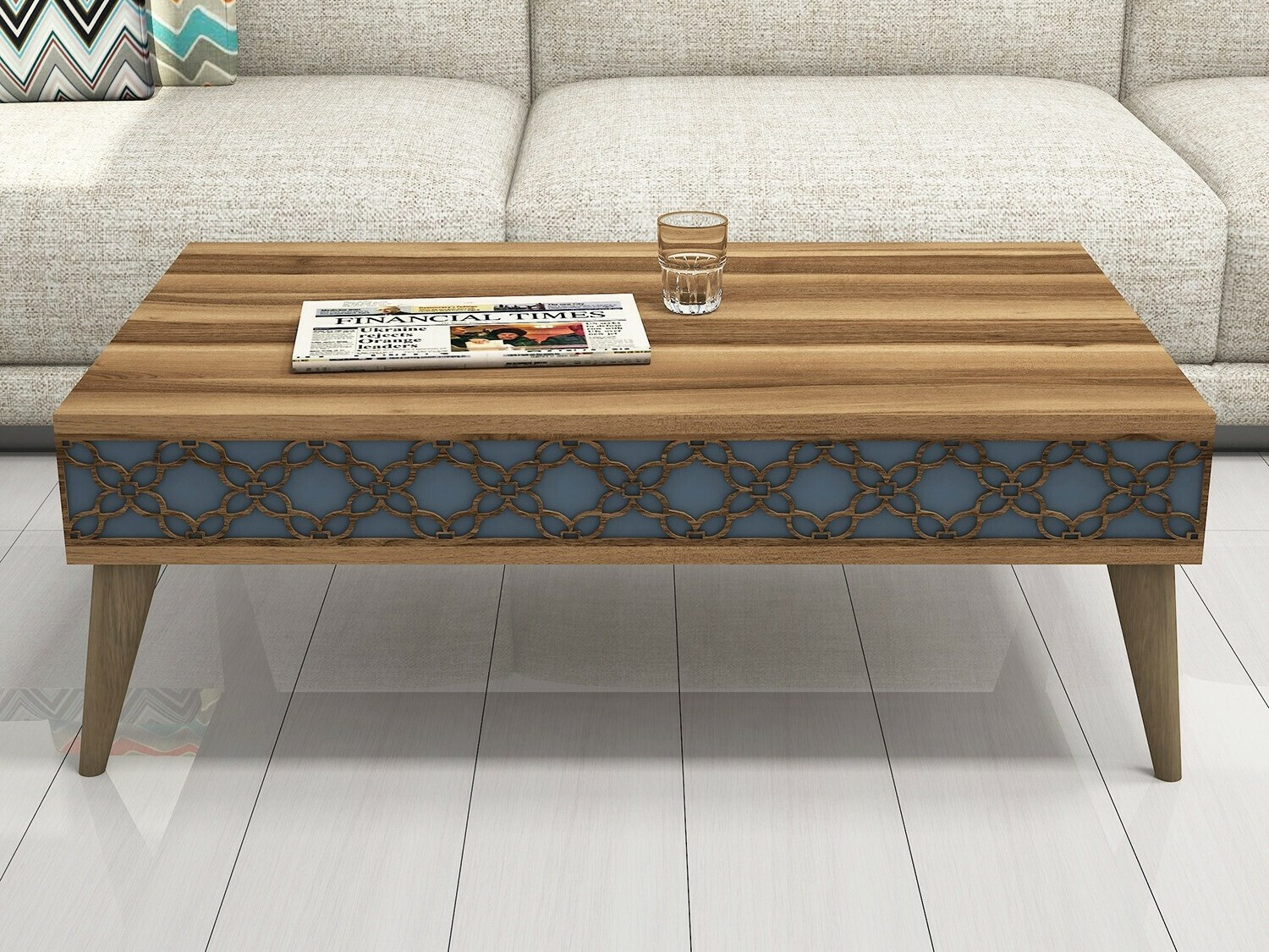 Mesa de centro Kailua 159 (Nuez + Azul)
