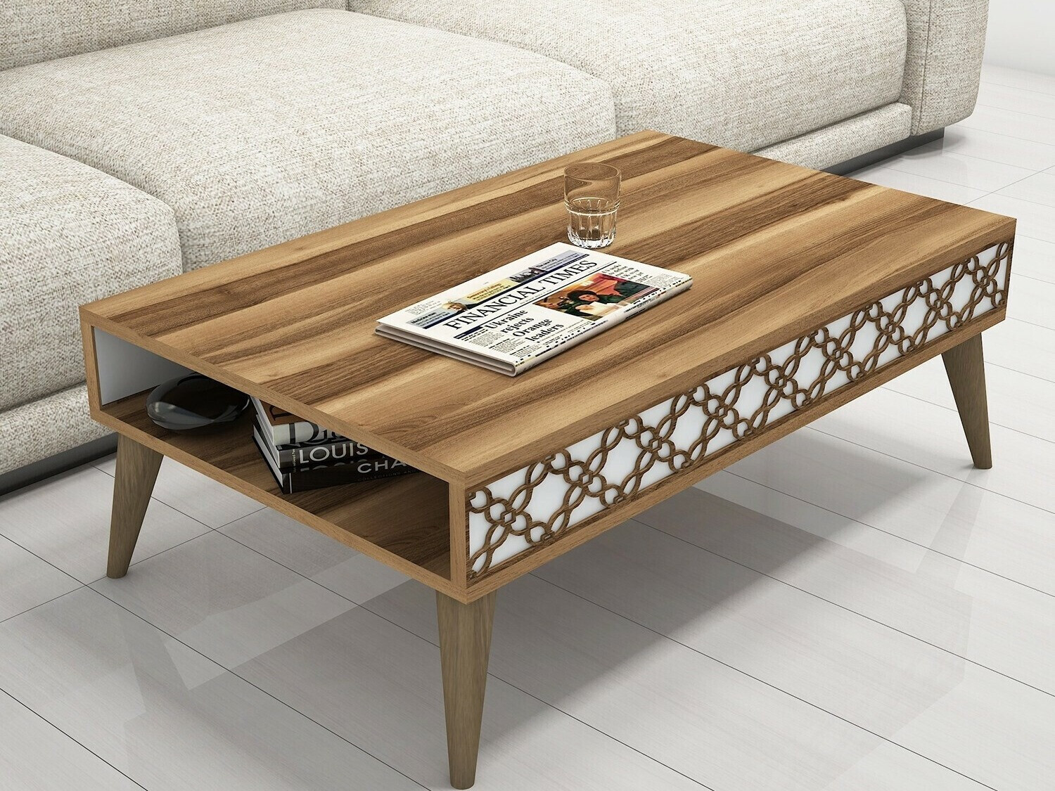 Mesa de centro Kailua 159 (Nuez + Blanco)