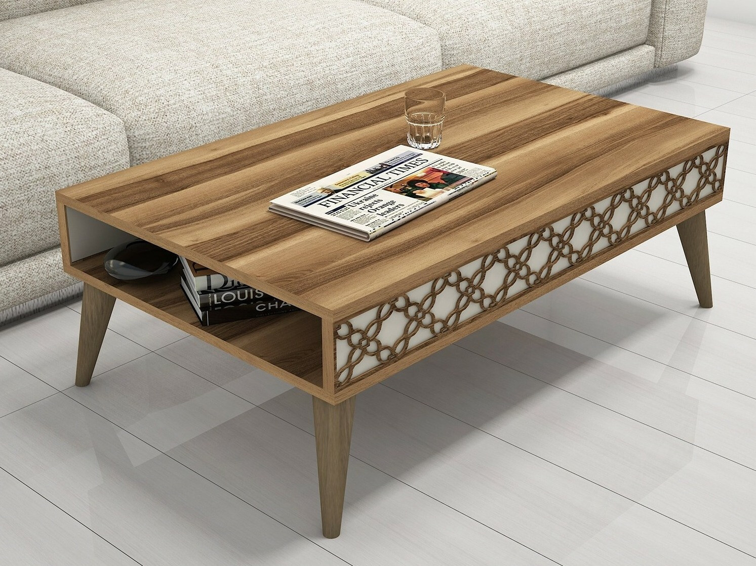 Mesa de centro Kailua 159 (Nuez + Crema)