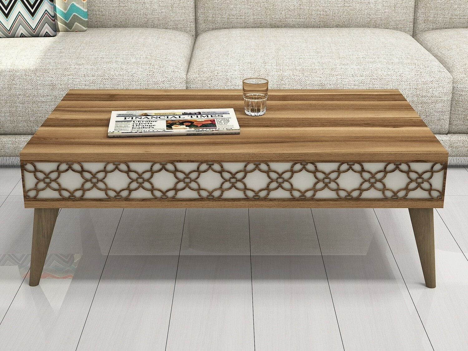 Mesa de centro Kailua 159 (Nuez + Crema)