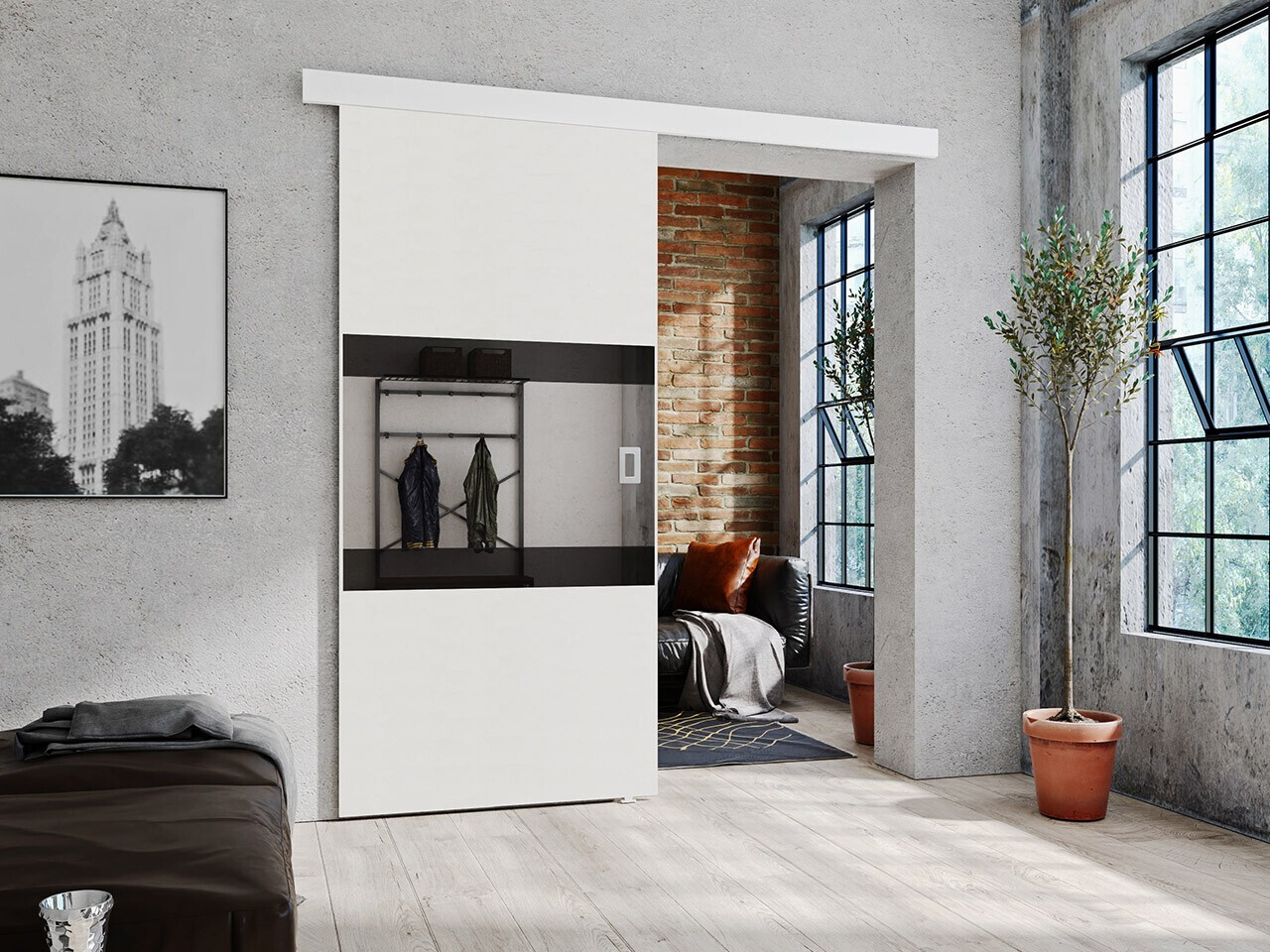 Puerta corredera Dover 174 (Blanco + Negro)