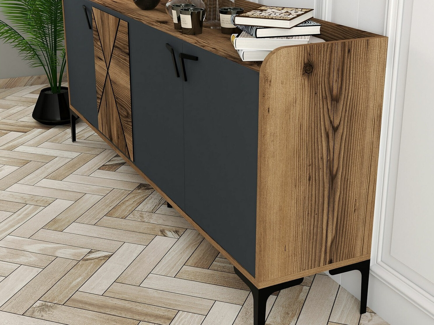 Aparador Kailua 172 (Antracita + Nuez)