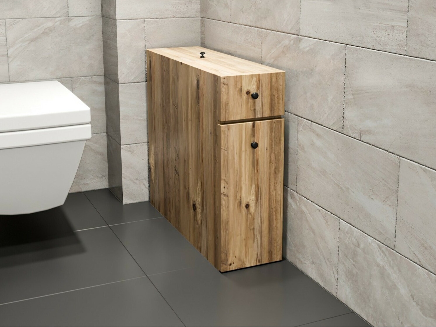 Armario de pie para baño Kailua 183 (Roble)