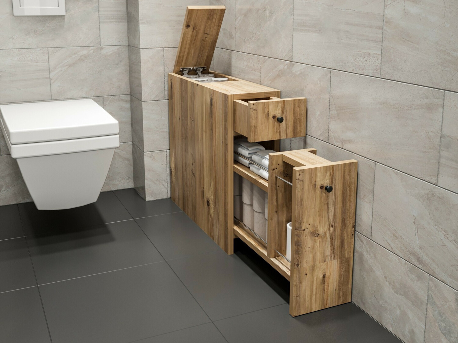 Armario de pie para baño Kailua 183 (Roble)