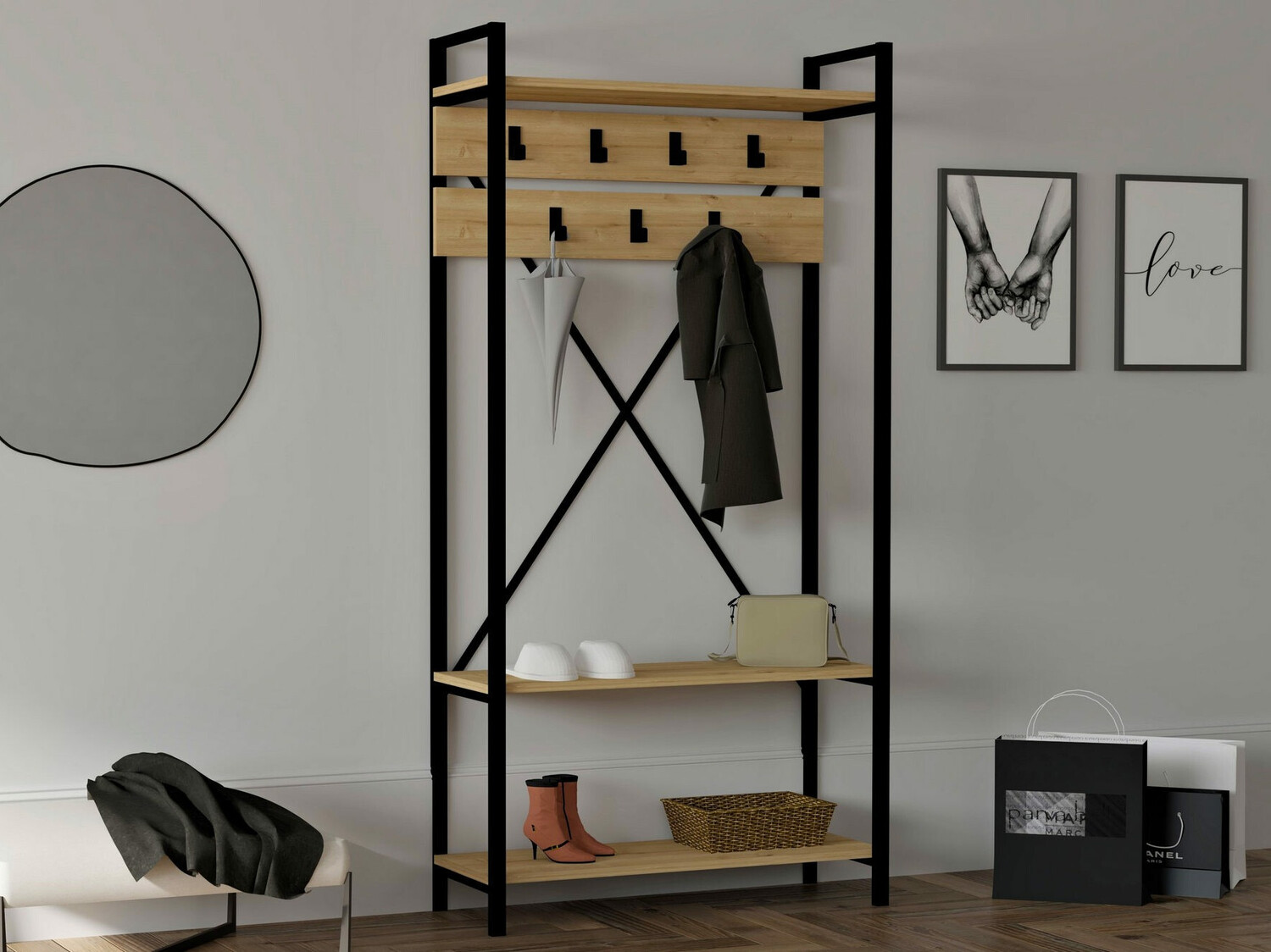 Perchero Kailua 2126 (Roble + Negro)