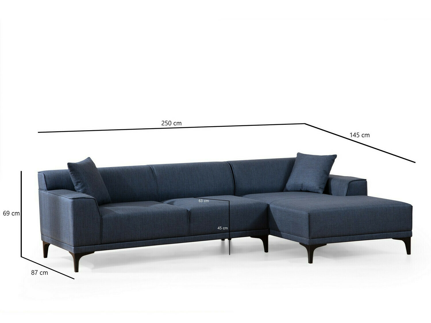 Sofá rinconero Altadena 136 (Azul oscuro)