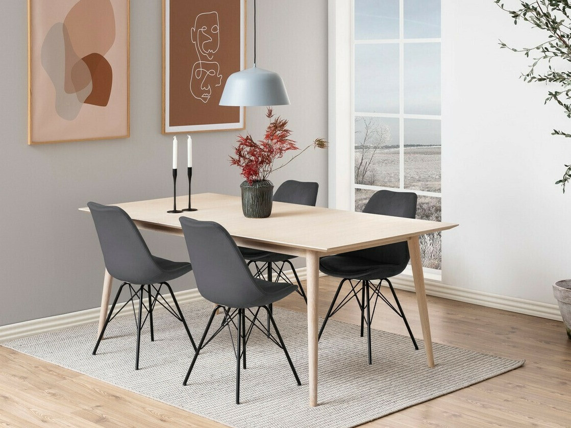 Conjunto de mesas y sillas para comedor Norsica 330 (Gris oscuro + Negro)