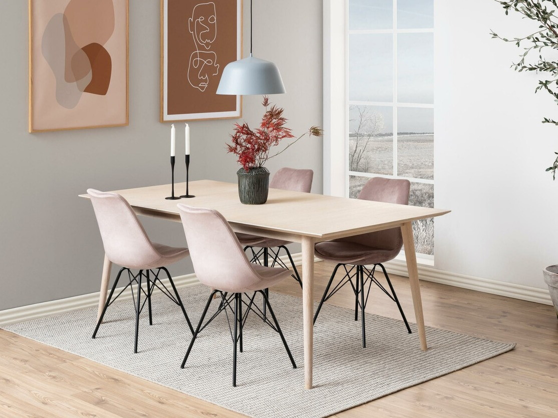 Conjunto de mesas y sillas para comedor Norsica 330 (Rosa Dusty + Negro)