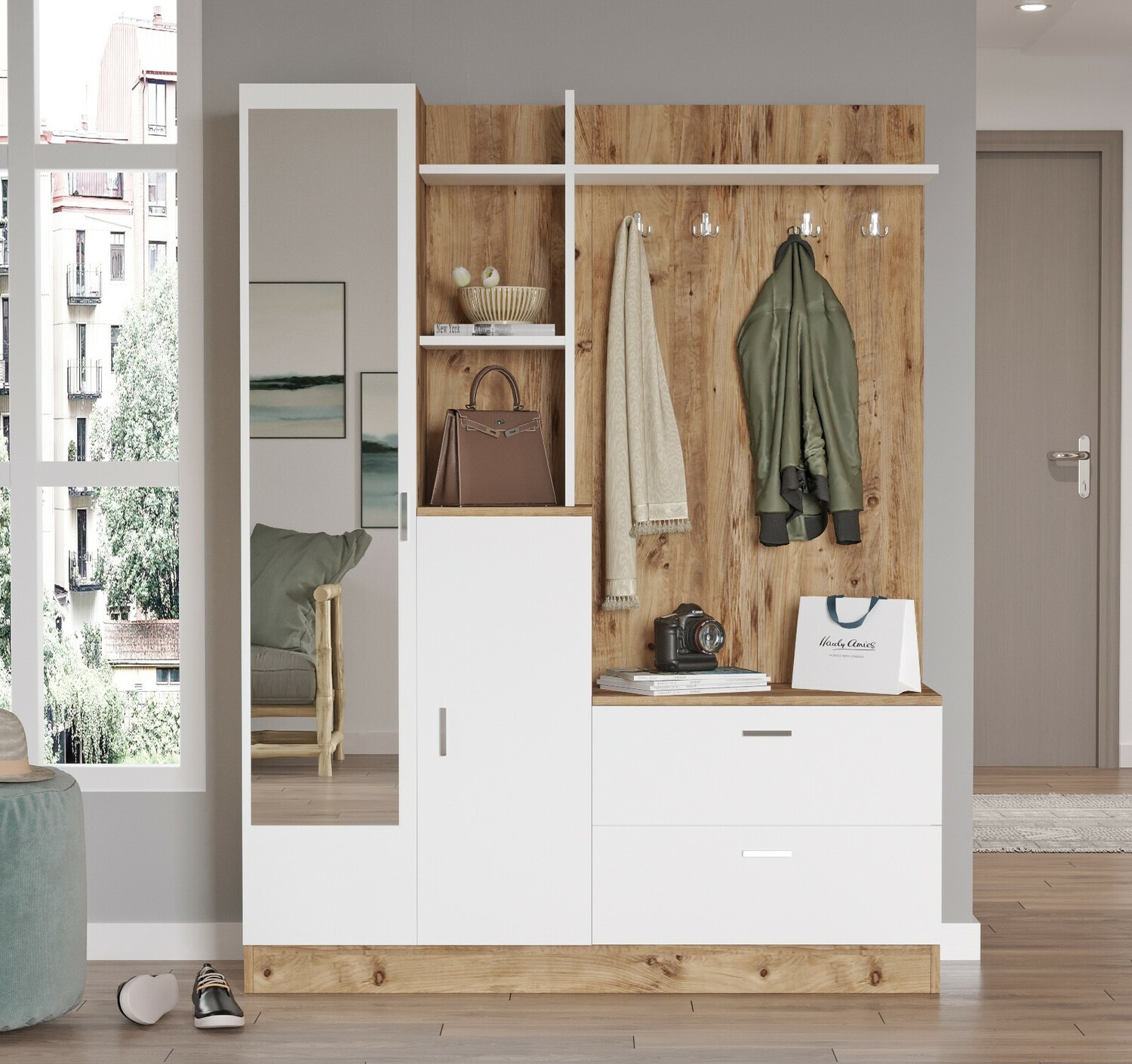 Conjunto de recibidor Kailua 193 (Pino + Blanco)