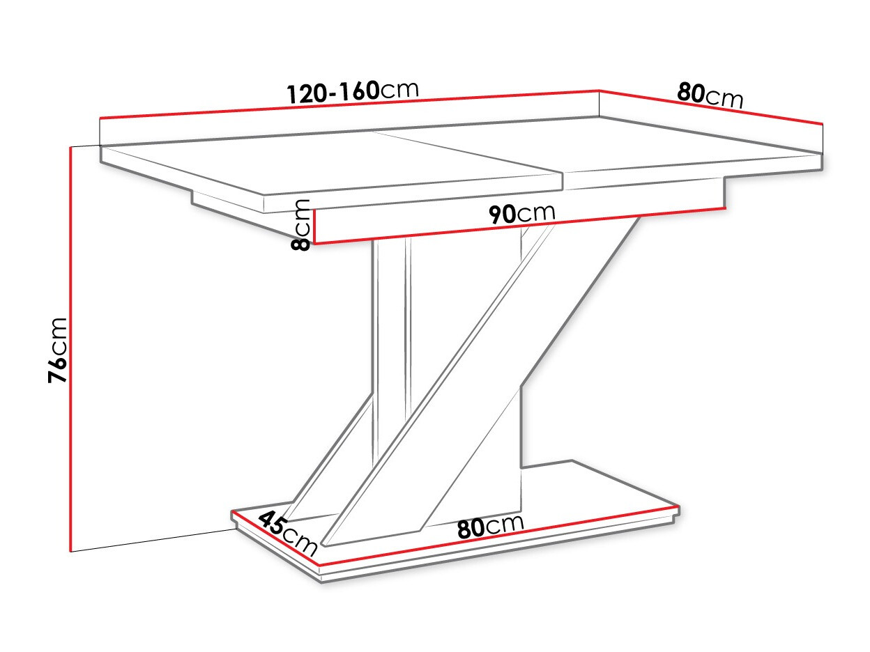 Mesa Goodyear 105 (Blanco brillante + Hormigón)