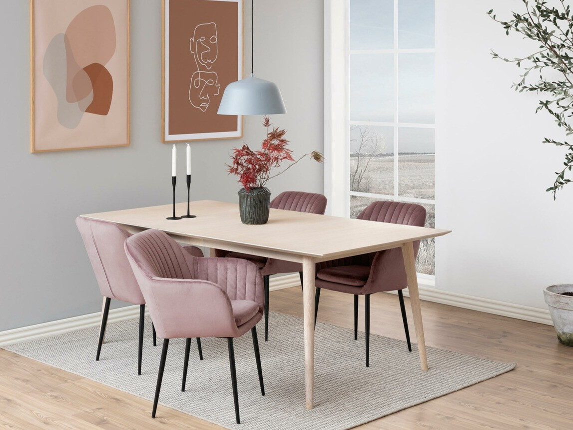 Conjunto de mesas y sillas para comedor Norsica 513 (Rosa Dusty + Negro)