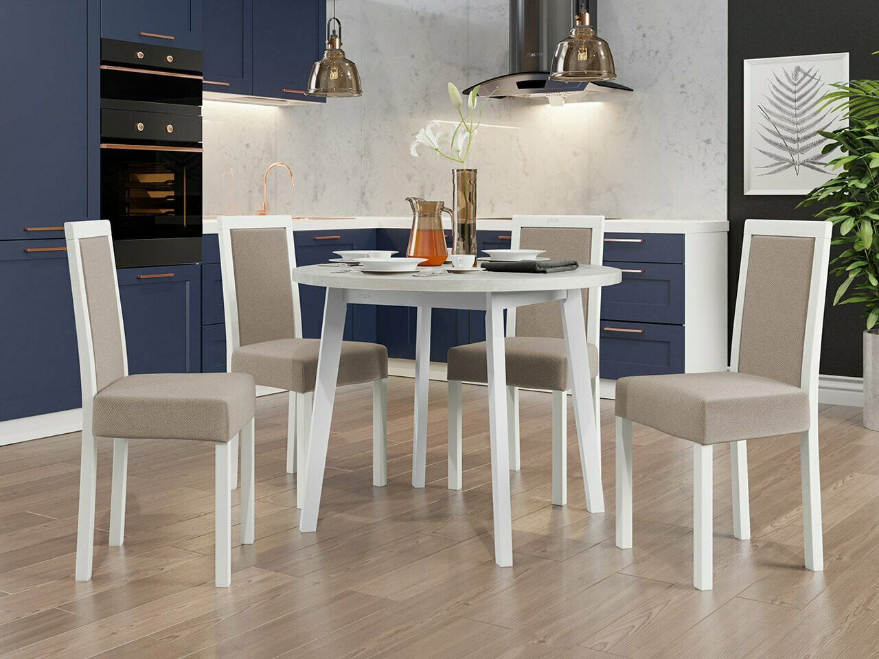 Conjunto de mesas y sillas para comedor Victorville 304 (Blanco)