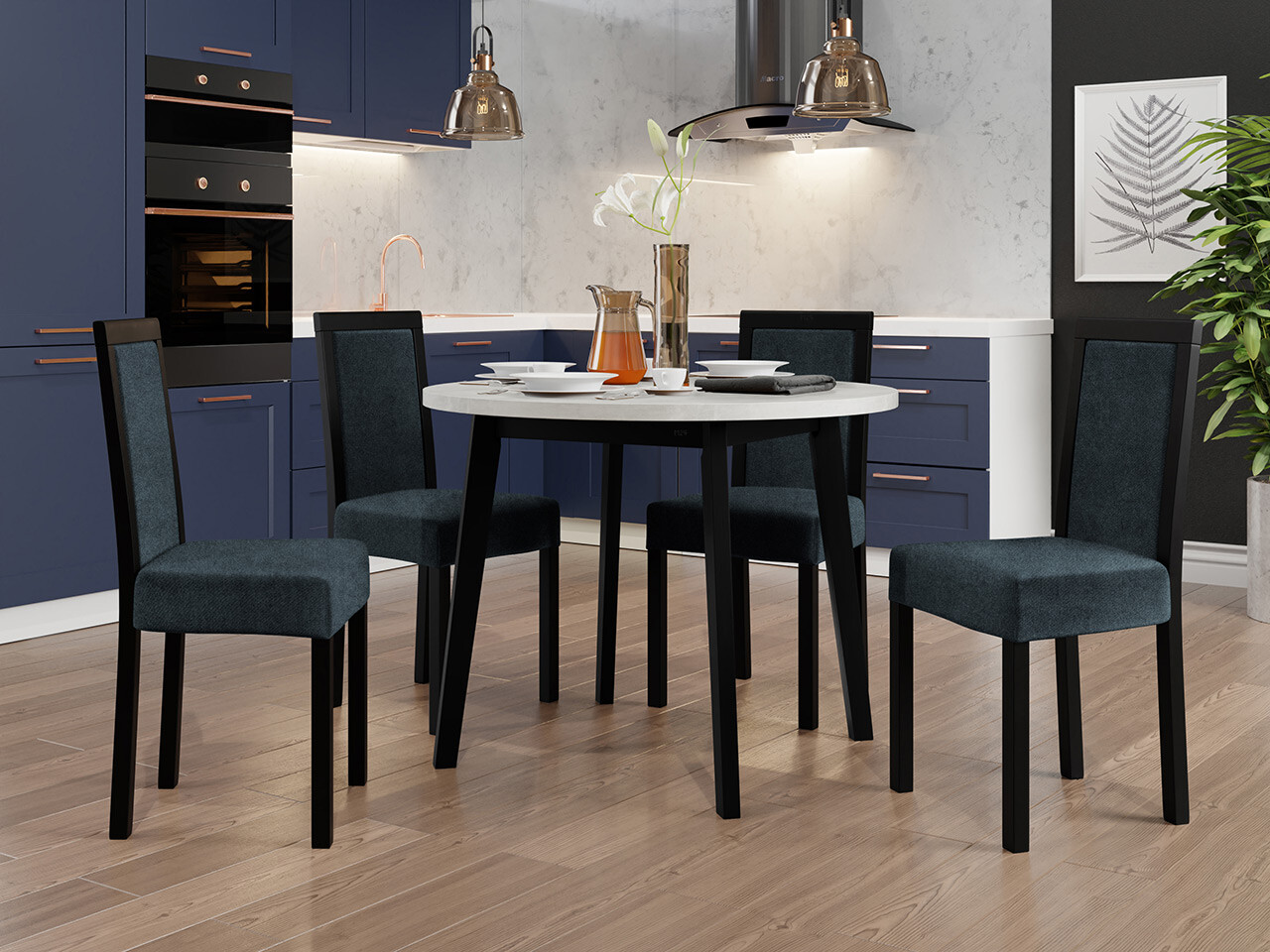 Conjunto de mesas y sillas para comedor Victorville 304 (Negro)