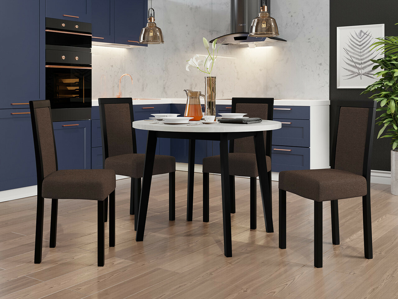 Conjunto de mesas y sillas para comedor Victorville 304 (Negro)