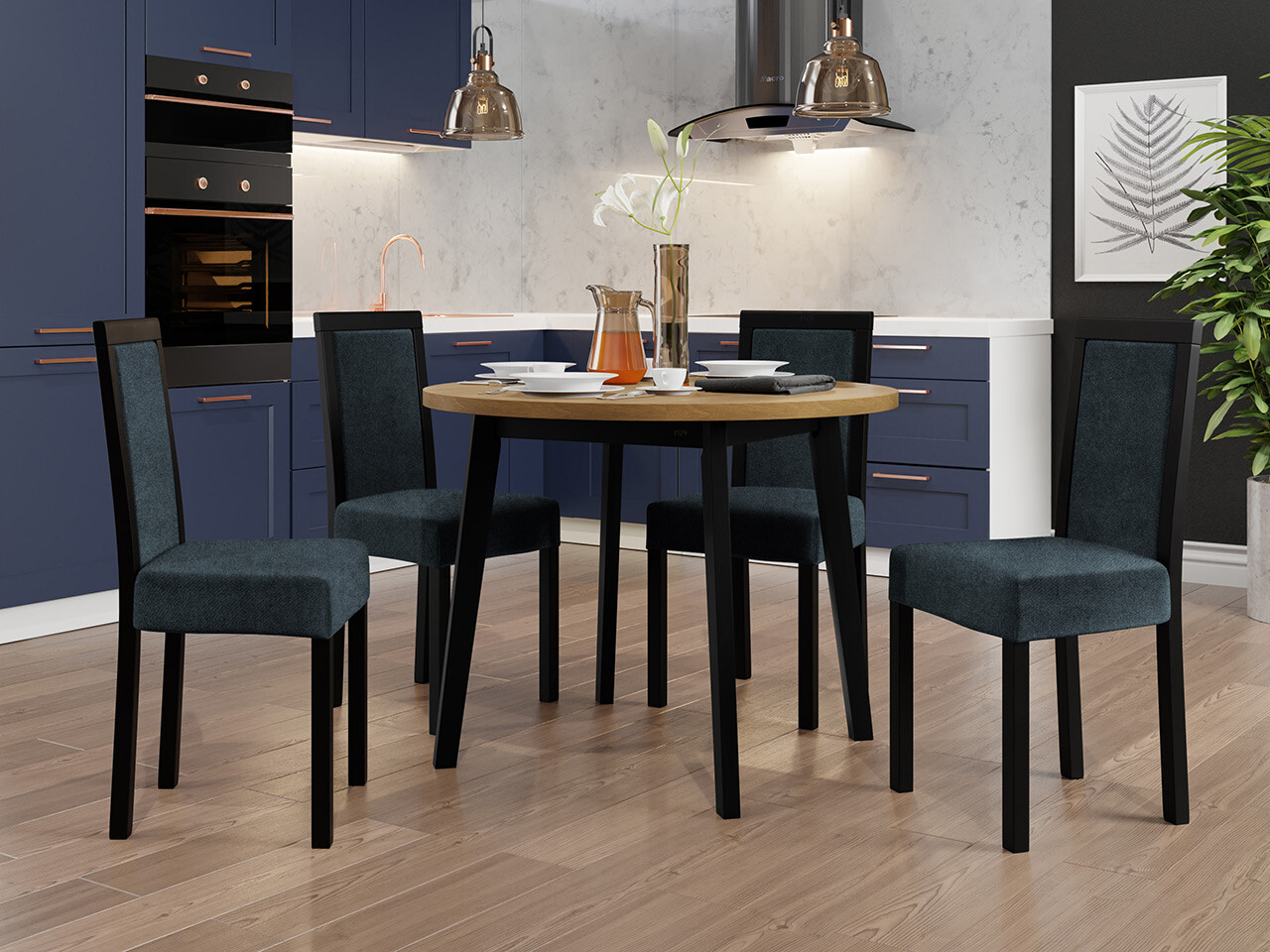 Conjunto de comedor Victorville 306 (Negro)