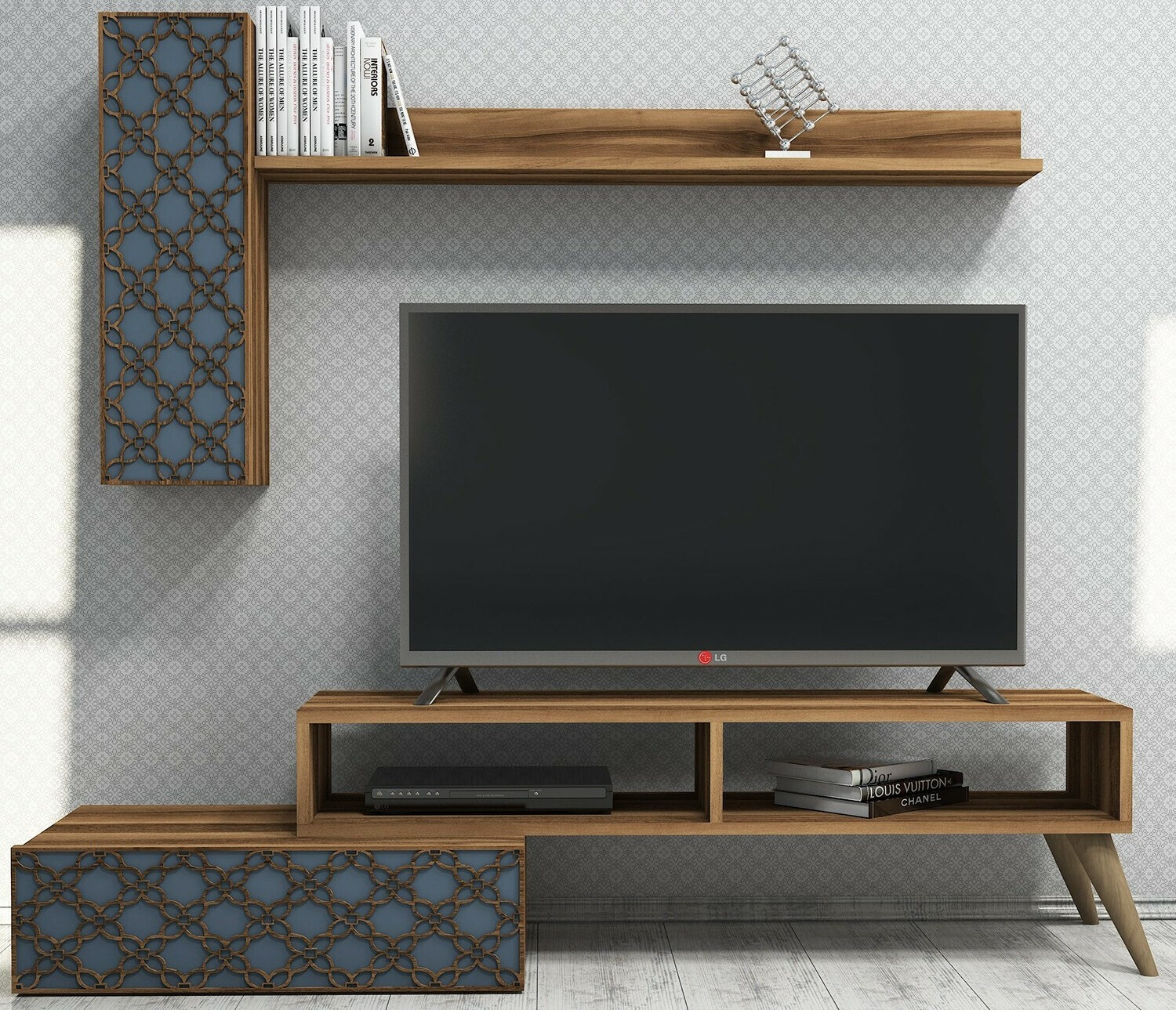 Conjunto de salón Kailua 1561 (Nuez + Azul)