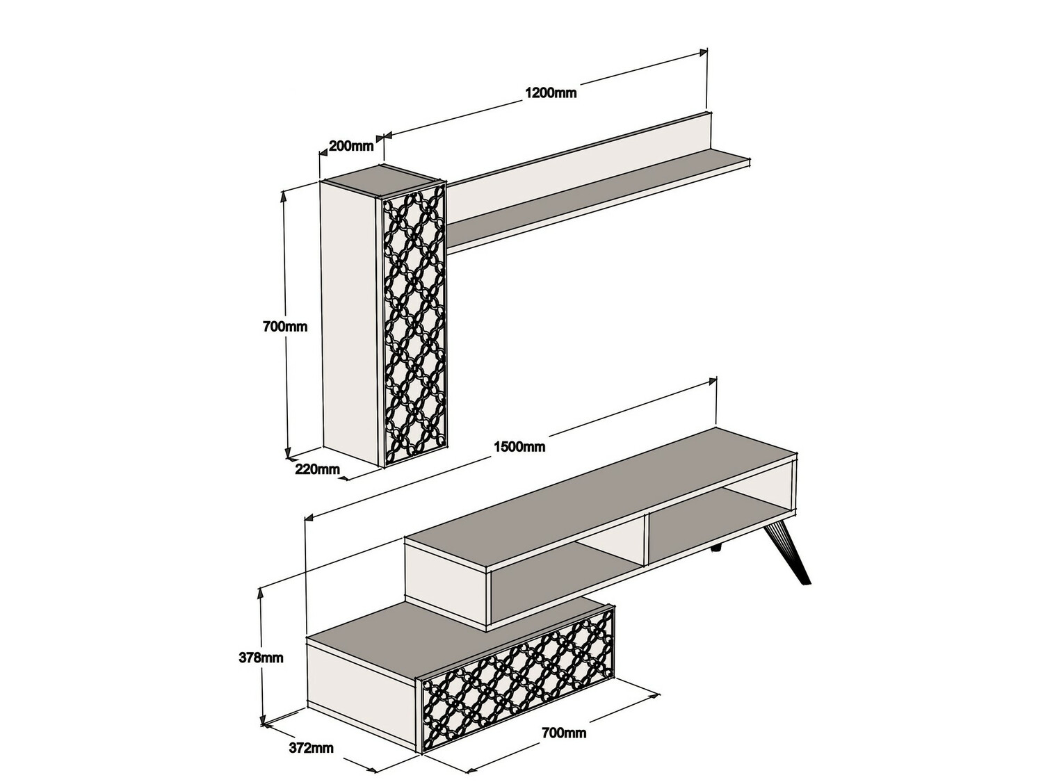 Conjunto de salón Kailua 1561 (Nuez + Azul)