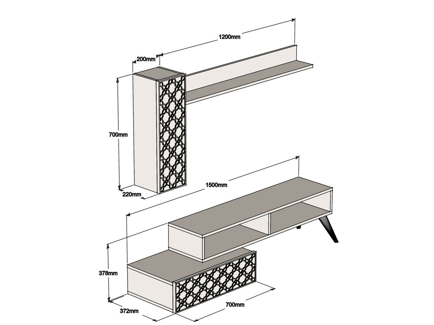 Conjunto de salón Kailua 1561 (Nuez + Blanco)
