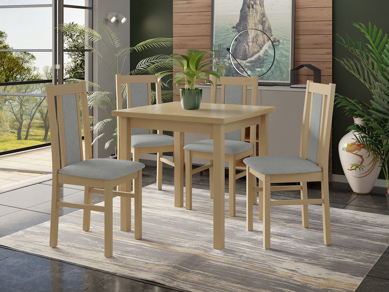 Conjunto de mesas y sillas para comedor Victorville 310 (Roble Sonoma)
