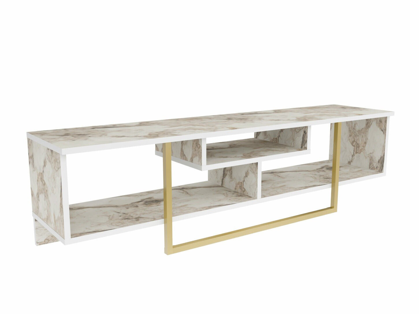 Mueble TV Kailua 245 (Mármol blanco + Dorado)