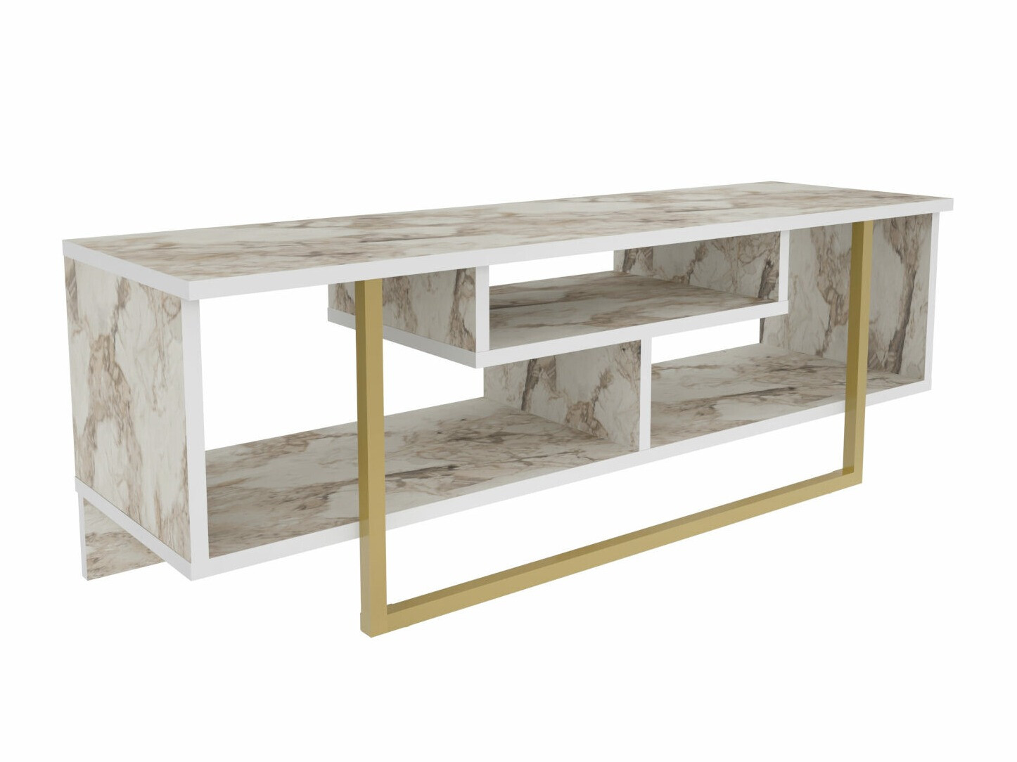 Mueble TV Kailua 246 (Mármol blanco + Dorado)