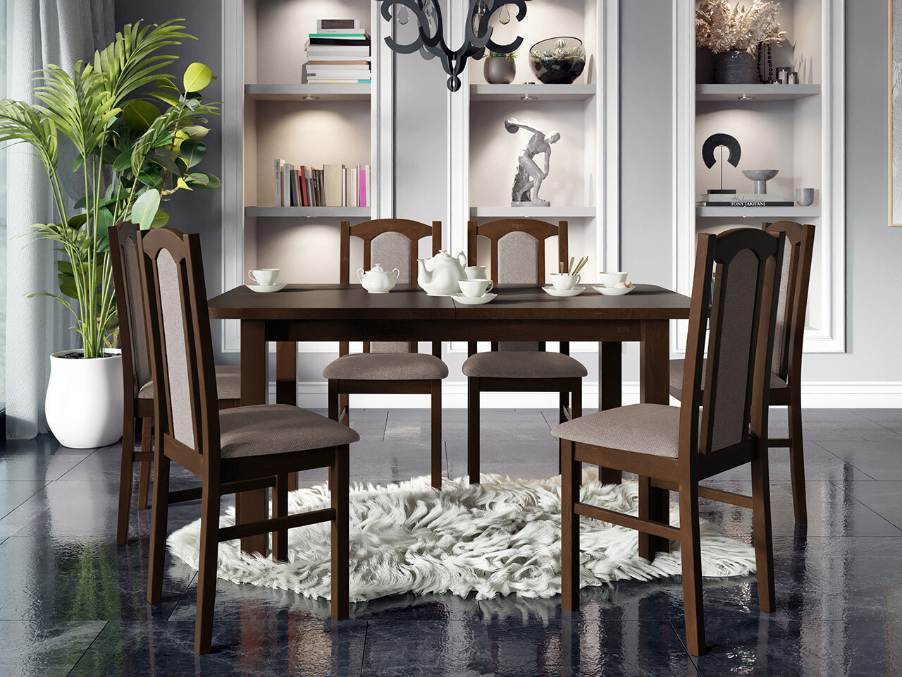 Conjunto de mesas y sillas para comedor Victorville 312 (Nuez)