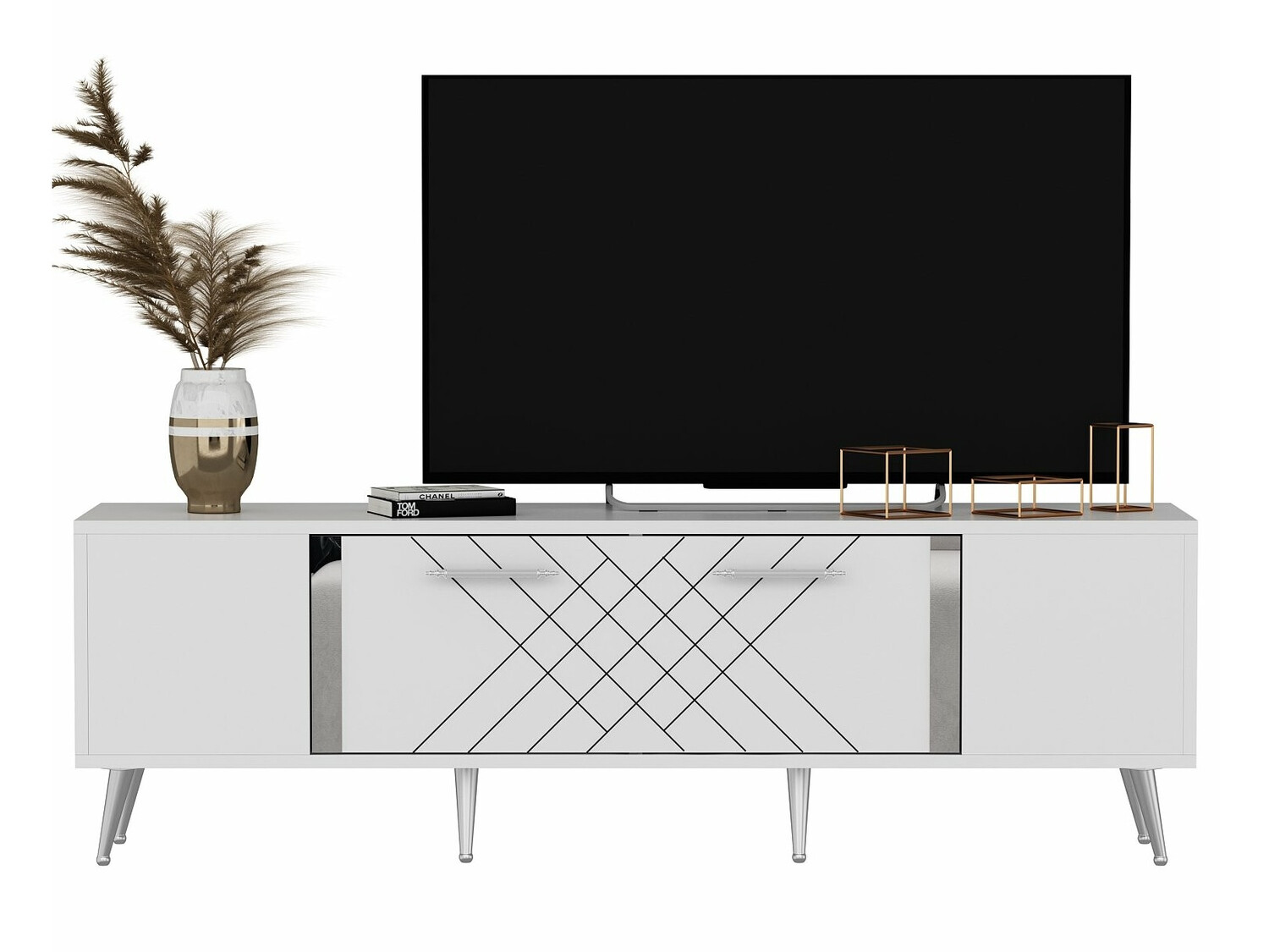 Mueble TV Kailua 269 (Blanco + Plata)