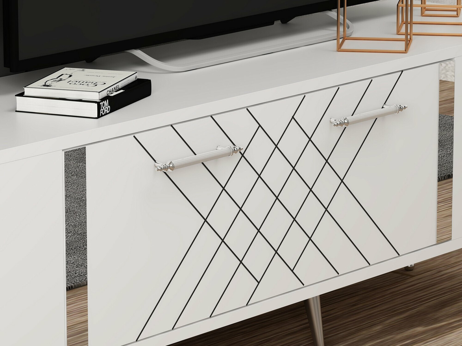 Mueble TV Kailua 269 (Blanco + Plata)