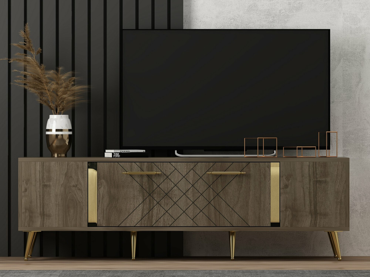 Mueble TV Kailua 269 (Nuez + Dorado)