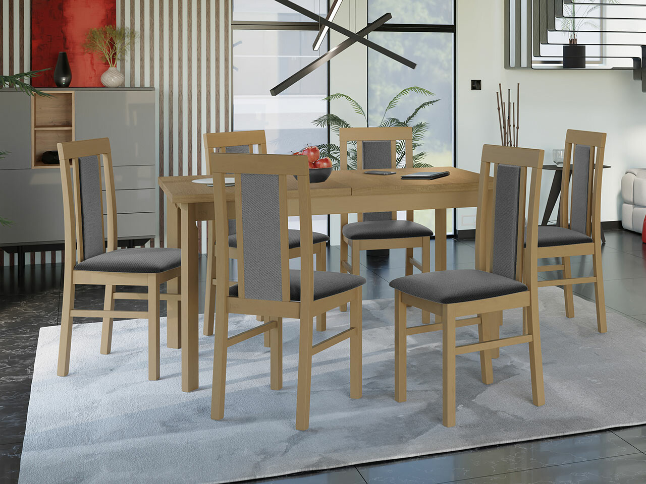 Conjunto de comedor Victorville 315 (Roble Sonoma)