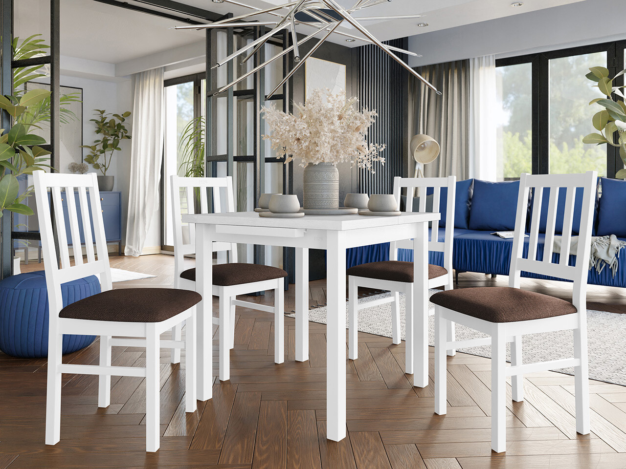 Conjunto de mesas y sillas para comedor Victorville 314 (Blanco)