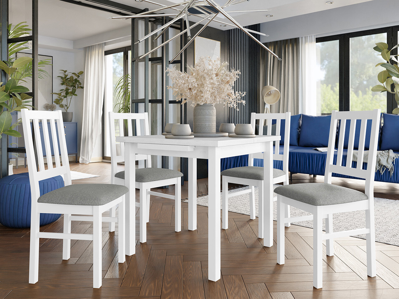 Conjunto de mesas y sillas para comedor Victorville 314 (Blanco)