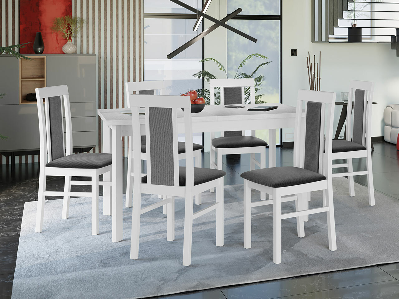 Conjunto de mesas y sillas para comedor Victorville 315 (Blanco)