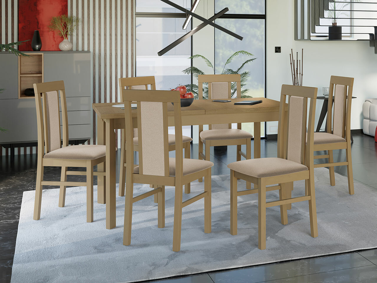 Conjunto de mesas y sillas para comedor Victorville 315 (Roble Sonoma)