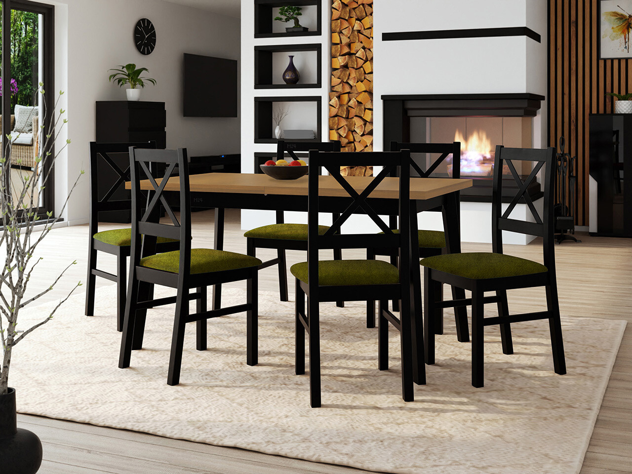 Conjunto de comedor Victorville 317 (Negro)