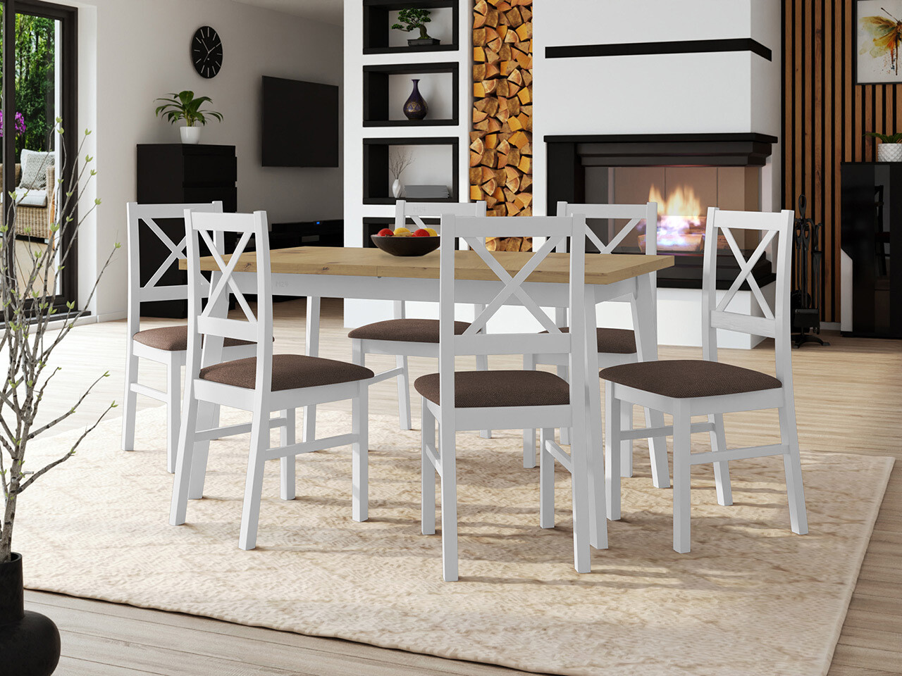 Conjunto de mesas y sillas para comedor Victorville 316 (Blanco)