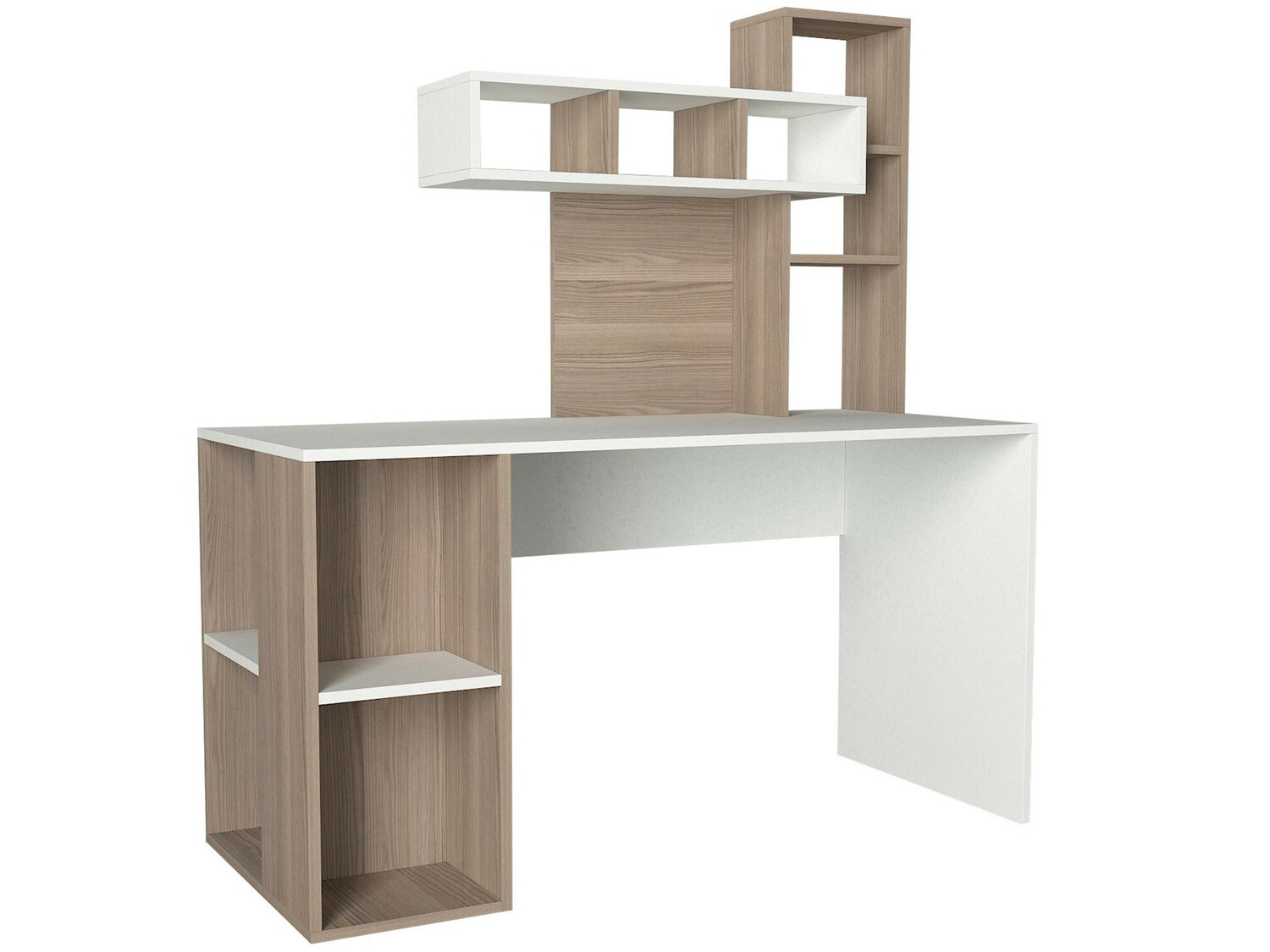 Mesa de oficina Kailua 296 (De color marrón claro + Blanco)