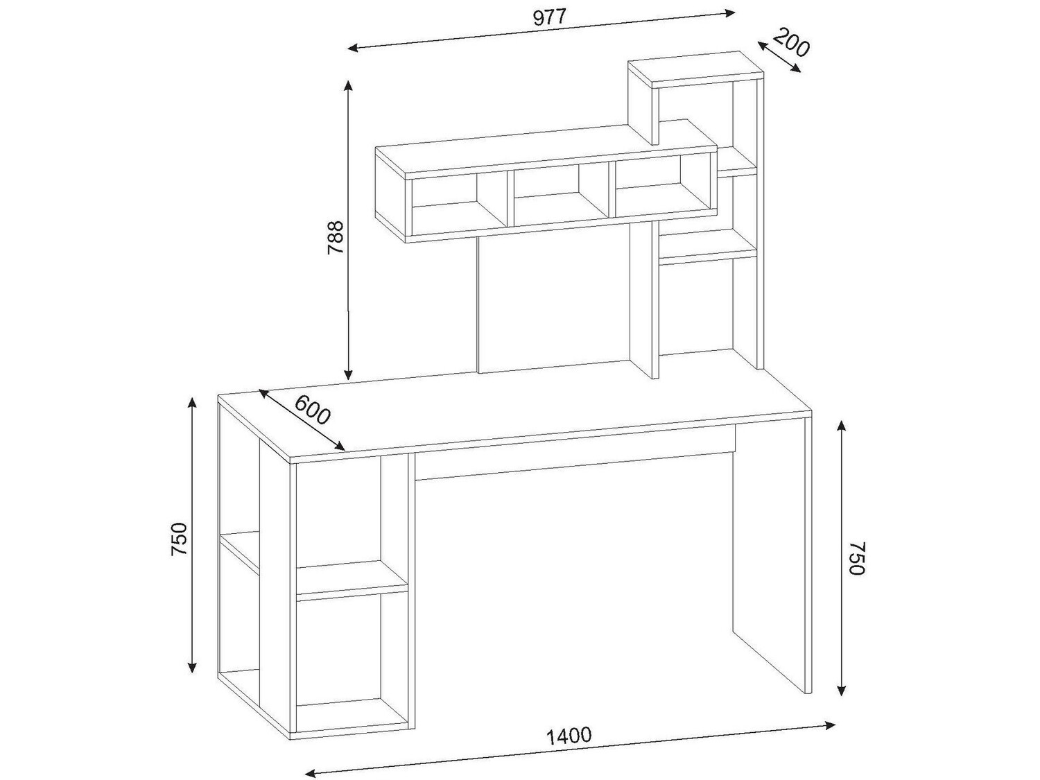 Mesa de oficina Kailua 296 (De color marrón claro + Blanco)
