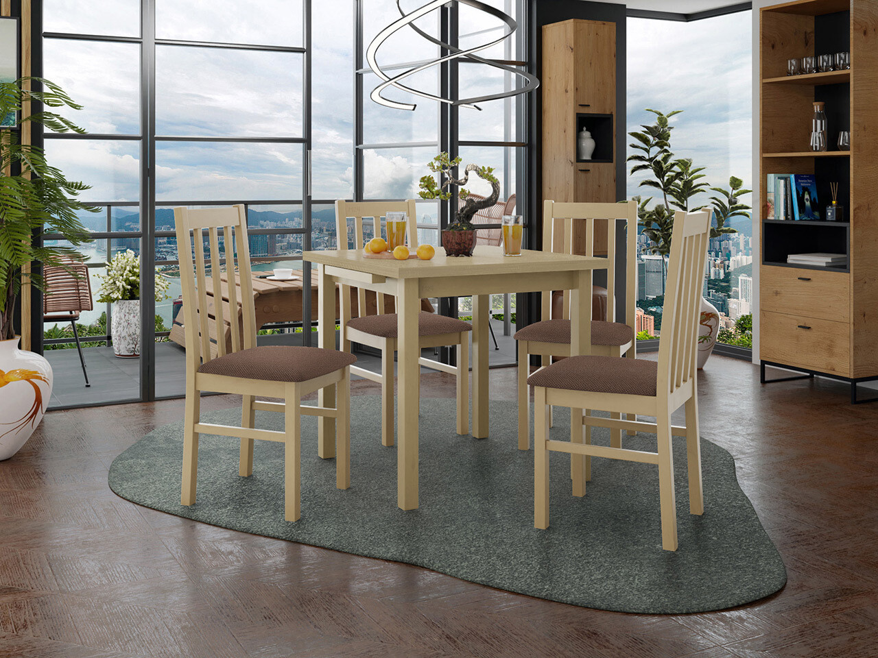 Conjunto de mesas y sillas para comedor Victorville 319 (Roble Sonoma)
