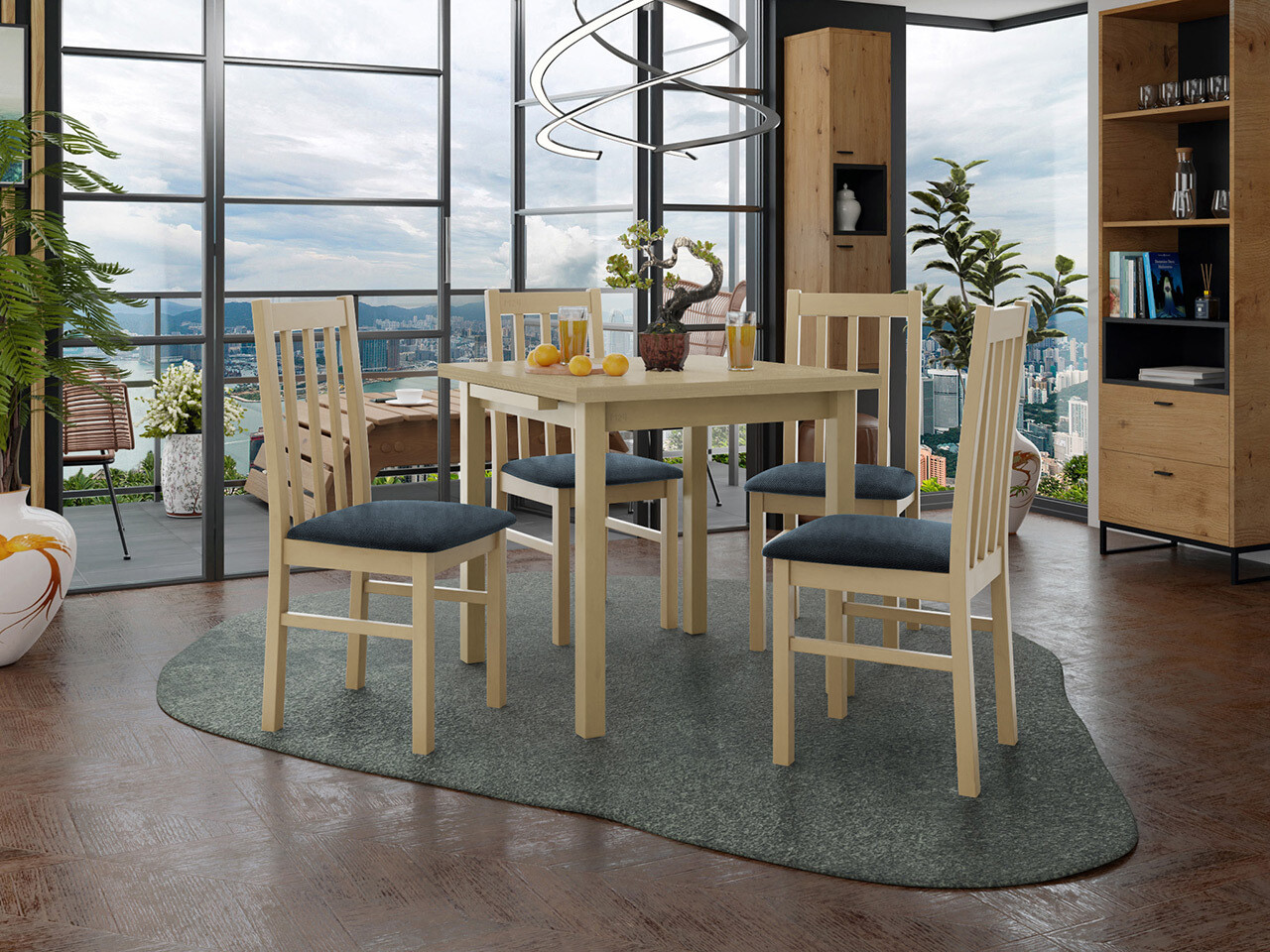 Conjunto de mesas y sillas para comedor Victorville 319 (Roble Sonoma)