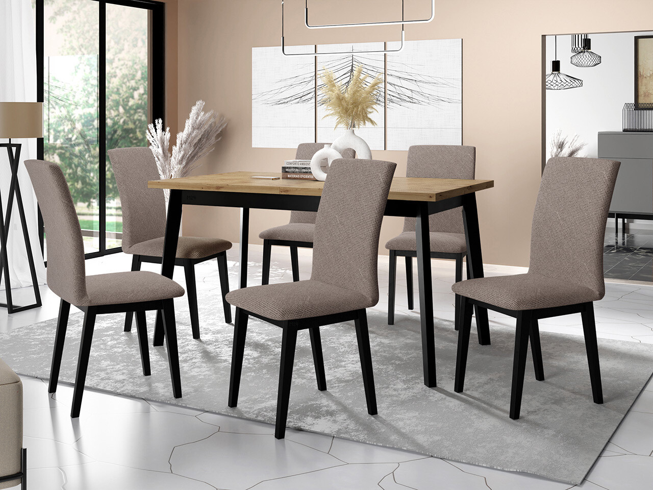 Conjunto de comedor Victorville 321 (Negro)